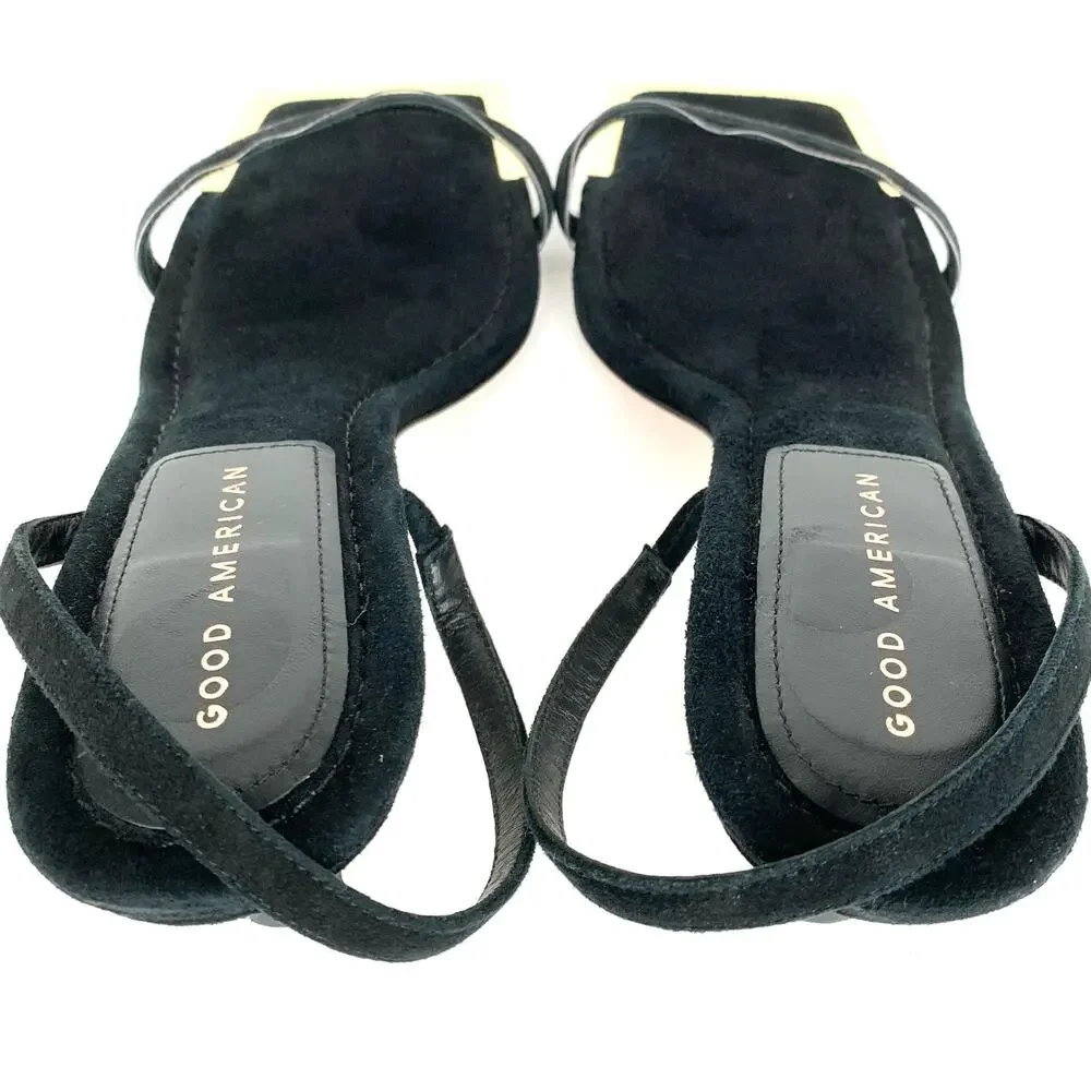 Good American Womens Standout Slingback Square Toe Heeled Sandals Black Size 8
